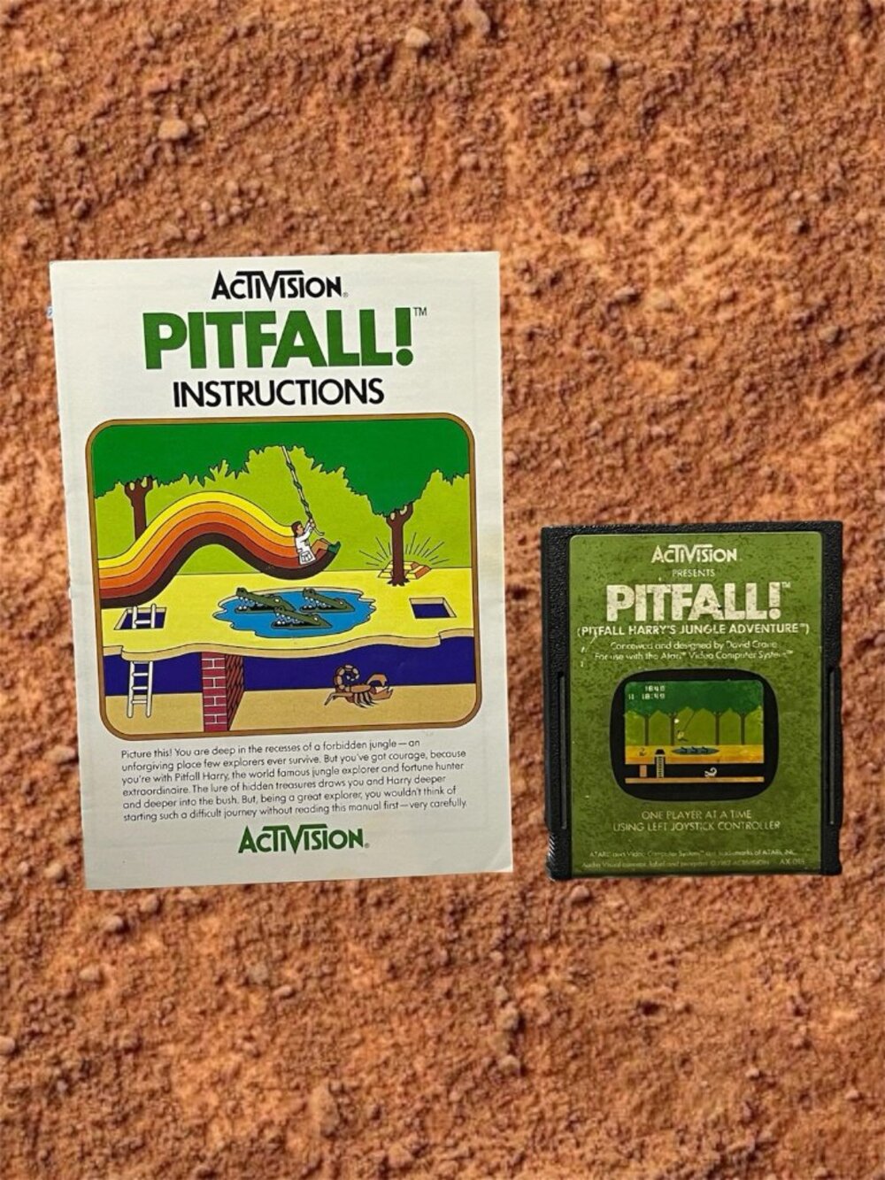 Pitfall (Atari 2600, 1982 Activision) Game Cartridge  With Manual